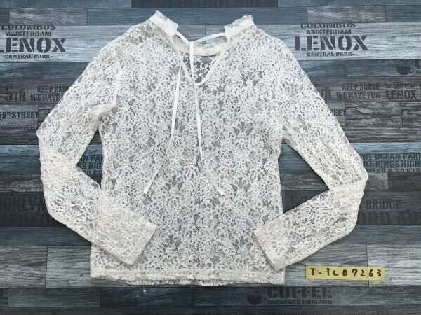 GU ジーユー レディース 総レース シースルー カットソー S 白拍卖