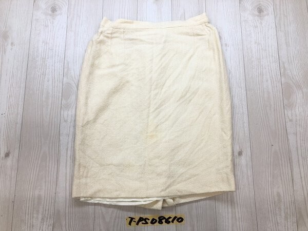 valentino garavani ヴァレンティノ レディース ウール混 バックスリット ニットスカート 44/10 アイボリー拍卖