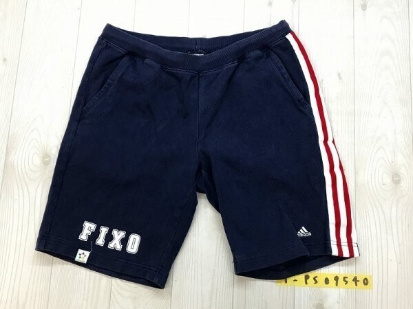 ADIDAS アディダス レディース ロゴ刺繍 サイドライン イージー ハーフパンツ L 紺白赤拍卖