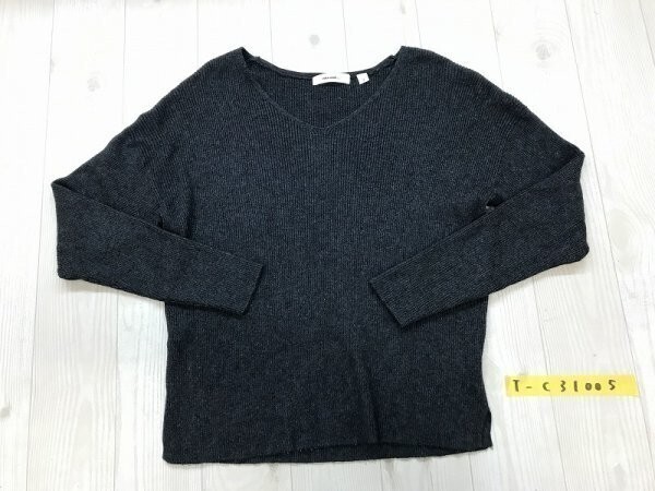 niko and... ニコアンド レディース Vネック リブニットセーター 3 杢グレー拍卖