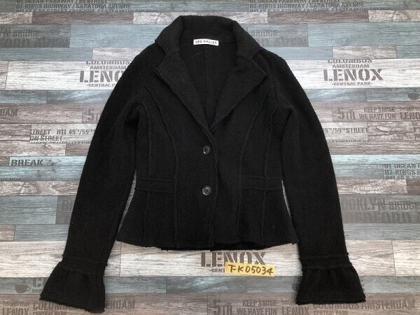 LES HALLES レディース ストレッチ ウール混 起毛 ジャケット 2 黒拍卖