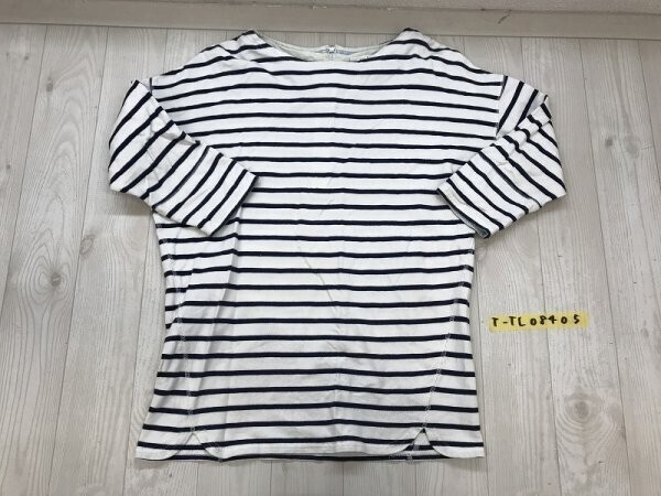 snidel スナイデル レディース ボーダー バックジップ プルオーバーカットソー オフホワイト・紺拍卖