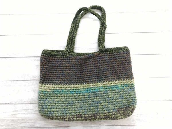 レトロ オールド ナチュラル 民族エスニック 古着小物 手編み ハンドメイド かぎ針編み グラデーション ハンドバッグ カバン レディース拍卖