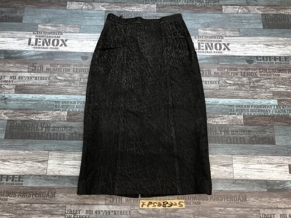 ノーブランド レディース 羊革 アニマル柄 スエードスカート バックスリット 63 黒拍卖