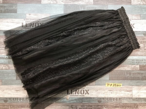 レディース シアーレース 刺繍 ロングスカート 黒拍卖