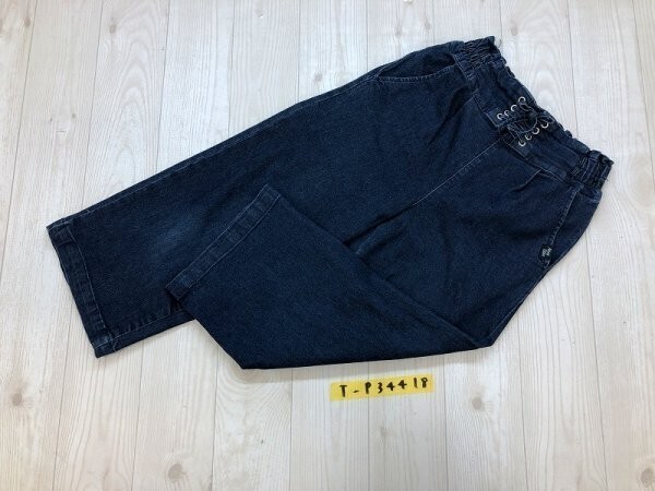 Mery Edono キッズ 編み上げ デニムジーンズパンツ 140 紺拍卖