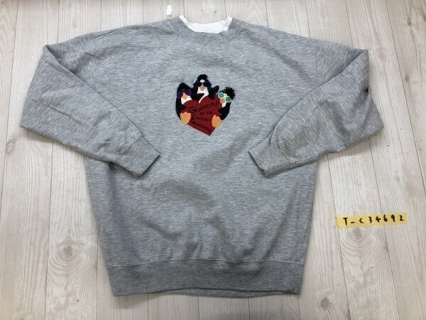 GRANDMA メンズ ペンギン刺繍 裏起毛 トレーナー 杢グレー拍卖