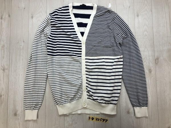 Harriss ハリス レディース MIXボーダー ニットカーディガン 42 紺白拍卖