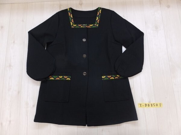 ノーブランド レディース スクエアネック チロリアンテープ ジャケット 黒拍卖