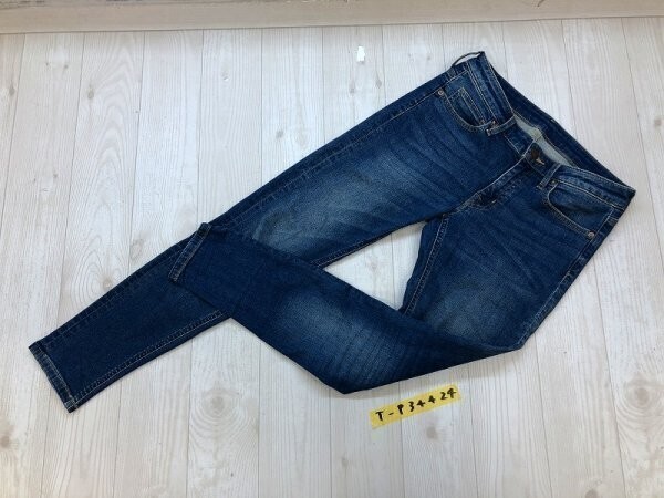 良品計画 無印良品 レディース ウォッシュ加工 ストレッチ デニムジーンズパンツ 23 青拍卖