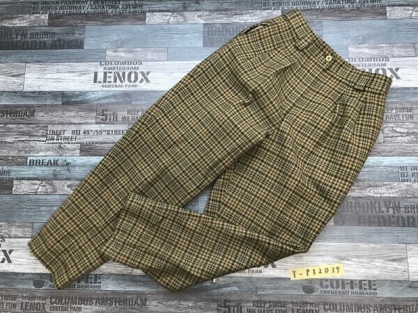 レディース 日本製 チェック柄 タック入り パンツ 64 ライトカーキなど拍卖