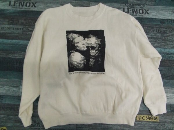 レディース モノクロフォト転写プリント 裏起毛トレーナー 白拍卖