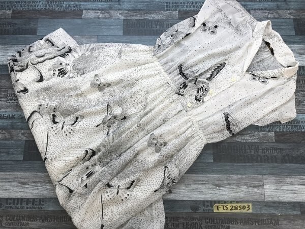 ISHEI レディース 透け とろみ 半袖 ロングワンピース スカート部分裏地あり 13 白黒拍卖