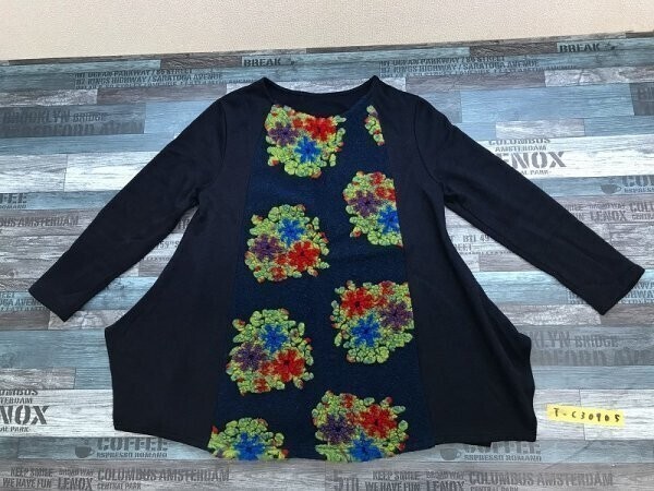 APAISER レディース 立体もこもこモチーフ付き セーター 紺×黄緑拍卖