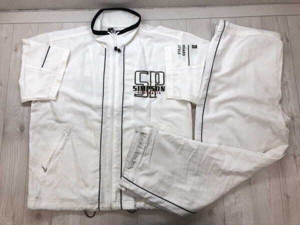 シンプソン SIMPSON レトロ スポーツ トレーニング ストリート テニス ウェア上下セットアップ メンズ 裏メッシュ LL 白黒拍卖