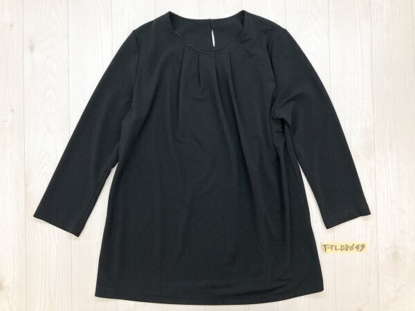 (株)マキムラ レディース タック入り ストレッチ チュニック きれいめカットソー M 黒拍卖
