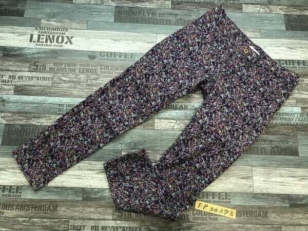 LOWRYS FARM ローリーズファーム レディース 小花柄 クロップド ストレッチパンツ L ネイビーピンク拍卖