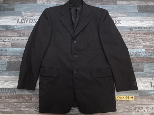 ROCHI メンズ 肩パッド入 織り サイドベンツ 春秋 ジャケット A5 黒グレー拍卖