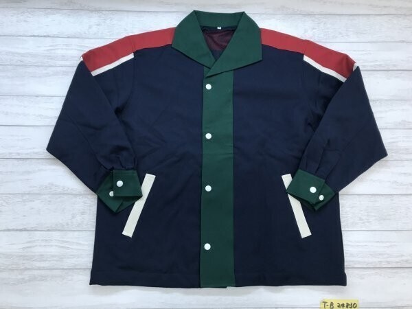 メンズ 裏メッシュ ワークジャケット 配色切替 S 紺赤緑拍卖