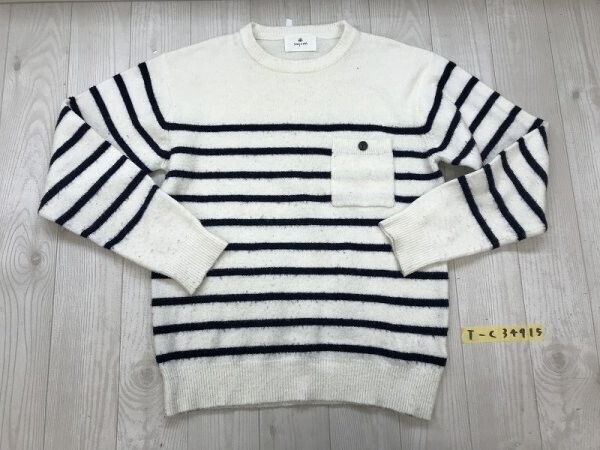 SONNY LABEL アーバンリサーチ レディース ポケット付き ボーダー ニットセーター M アイボリー紺拍卖