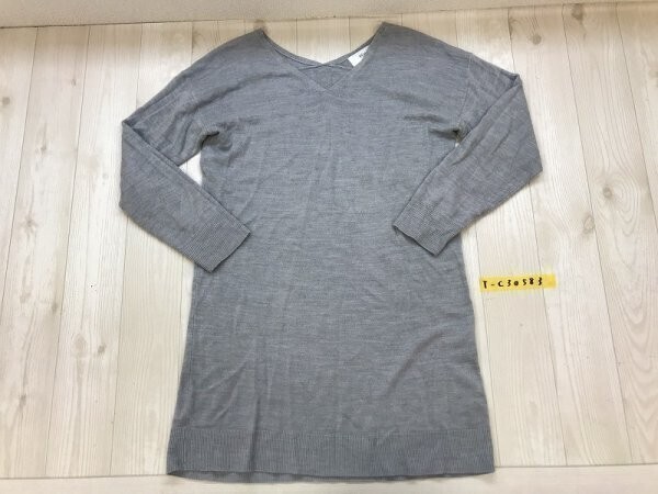 AZUL by moussy アズールバイマウジー レディース Vネック 薄手 ニットワンピース L 杢グレー拍卖