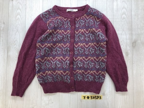 KOSUGI レディース ウール 柄入り ニットカーディガン L ワイン拍卖