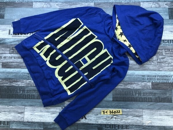 キッズ 英字プリント ジップ プルオーバー TS-150 青黄色黒拍卖