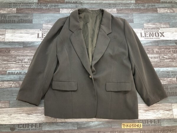 ノーブランド レディース 総裏地 ポリエステル テーラードジャケット 13ABR グレーカーキ拍卖