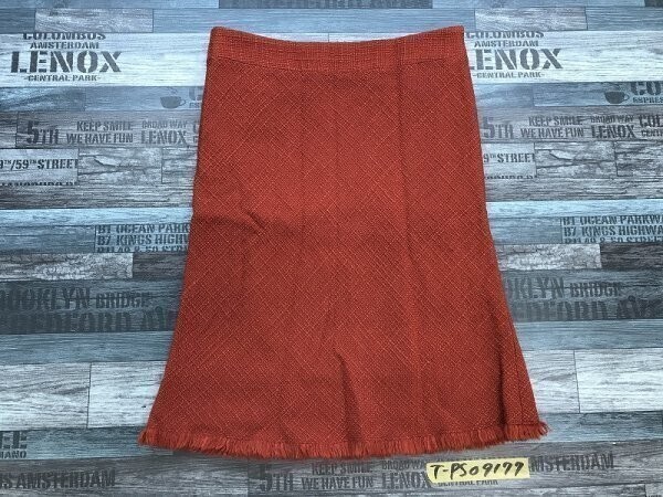 UNITED ARROWS ユナイテッドアローズ レディース 裏地 日本製 ウールMIX サイドジップ スカート 36 朱色 クリーニング済拍卖