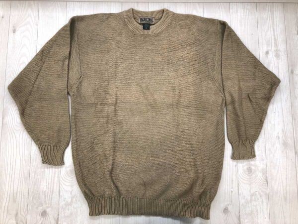パシフィックトレイル PACIFIC TRAIL オールド アメカジ 古着 畦編み クルーネック ニット セーター メンズ コットン100% 3L ベージュ拍卖