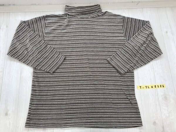 Guy レディース ボーダー ハイネック 起毛 プルオーバー カットソー 3L 茶白拍卖