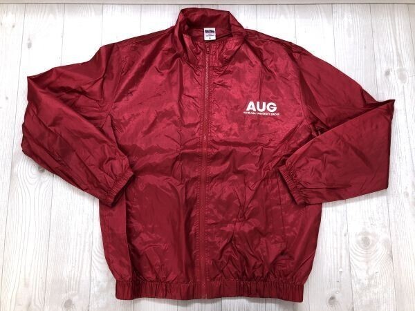 ASHIKAGA UNIVERSITY GROUP 足利大学 レトロ オールド カレッジ ジップアップ トラック ジャケット メンズ ナイロン100% XL 赤拍卖