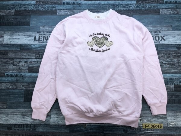 M&C sportswear レディース ハート刺繍 裏起毛 スウェットトレーナー 薄いピンク拍卖