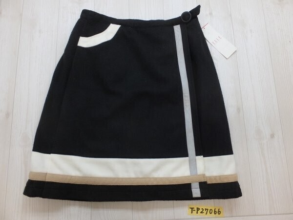 訳あり新品!ELLE エル レディース ライン入 裏地付き フリースラップスカート 165 黒白ベージュ拍卖