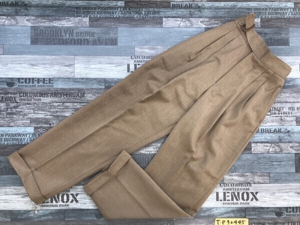 NEWYORKER ニューヨーカー レディース 日本製 毛 ベルト付き ツータックパンツ 7 ブラウン拍卖