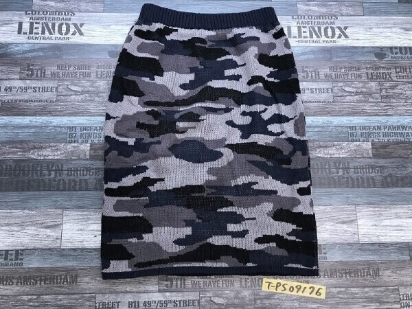 FLOW and FIXTURE レディース 裏地 アクリル カモフラ ニット イージー スカート L拍卖