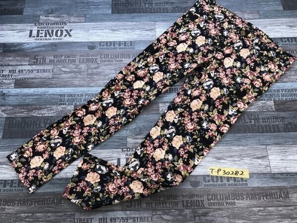 LOWRYS FARM ローリーズファーム レディース ボタニカル柄 ストレッチパンツ L 黒ピンク拍卖