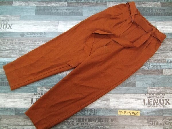 HK WORKS LONDON レディース 布ベルト付き 微起毛 テーパードパンツ M ライトブラウン拍卖