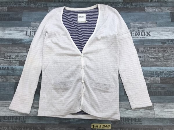 PINCPONC メンズ 裏ボーダー コットン カーディガン M 白拍卖