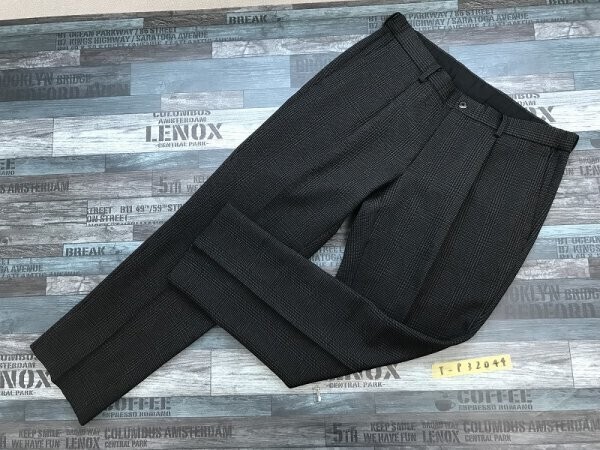 CHRISTIAN ORANI クリスチャンオラー二 メンズ チェック スラックスパンツ グレー黒拍卖