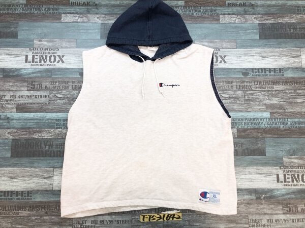 Champion チャンピオン メンズ 裏パイル フーディー ノースリーブ スウェットカットソー 杢ライトグレー拍卖