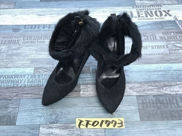 ESPERANZA エスペランサ レディース ファーストラップ ツイード パンプス 24 黒拍卖