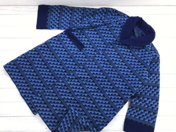 オールド 昭和レトロ カントリー 古着 幾何学模様 ジオメトリック 総柄 ガウン コート 総裏地 レディース 青拍卖
