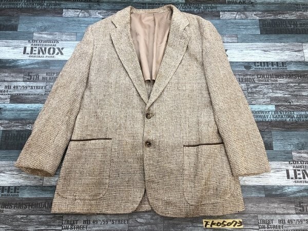 JOE NATALE メンズ 背抜き 毛・ポリエステル・麻 秋冬 ニットテーラードジャケット 175-105-97 ベージュ拍卖