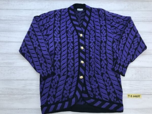 Valmar レディース イタリア製 柄織り カーディガン 紫黒拍卖