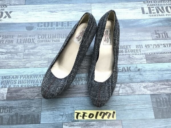 CLOSSHI レディース Harris Tweed バスツイード チェック パンプス 3L グレー拍卖