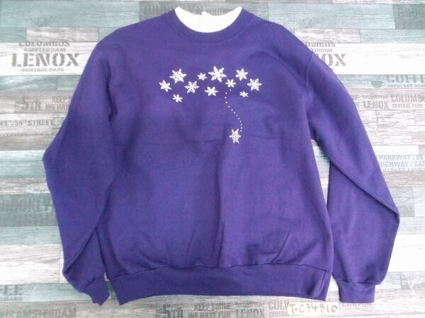 top stitch レディース 刺繍 裏起毛 トレーナー L 紫拍卖