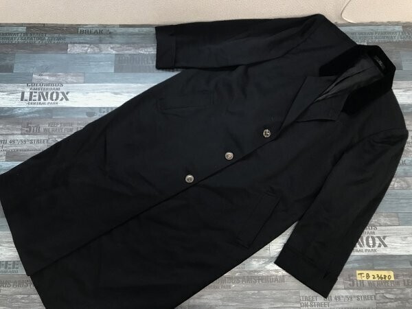 J&R ジェイアンドアール レディース ベロア襟 ロングコート M 黒拍卖