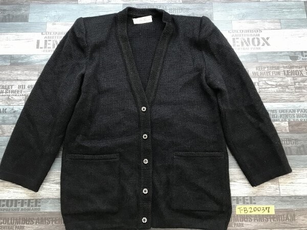 ANDER BER レディース ニットカーディガン ライトストーンボタン 肩パッド 黒拍卖