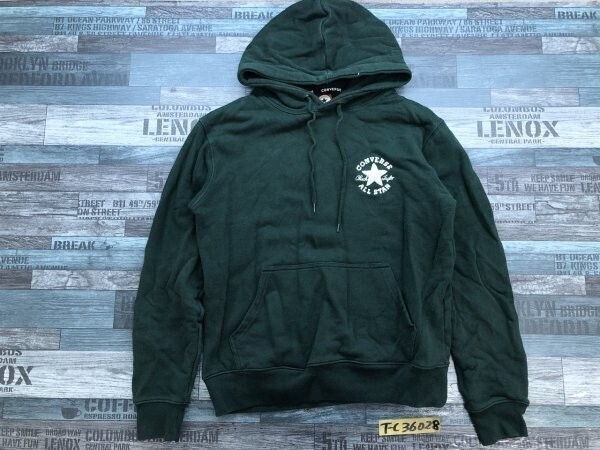 CONVERSE ALL STAR コンバースオールスター メンズ ロゴ刺繍 スウェットプルパーカー M 緑拍卖